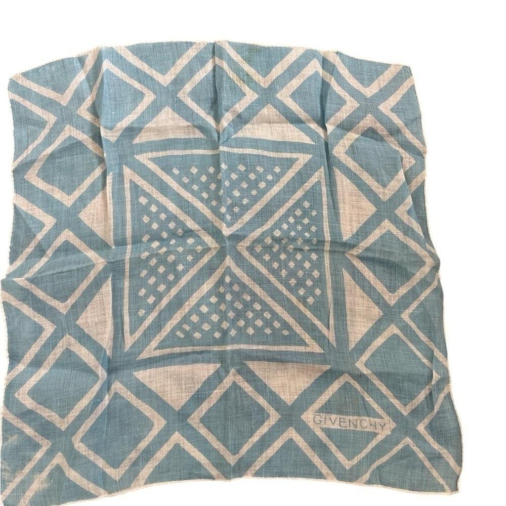 Givenchy Teal and Cream Patterned Scarf